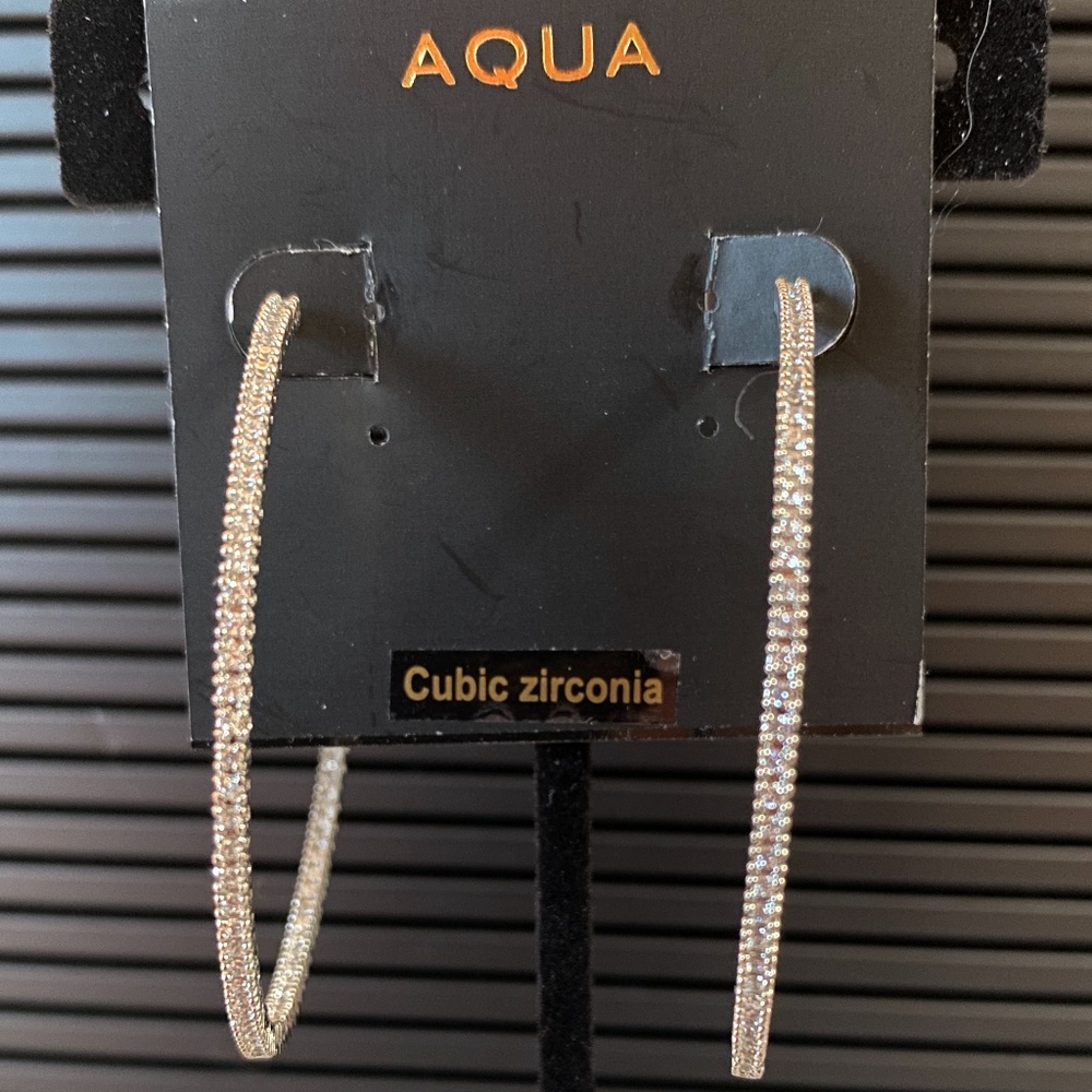 Aqua Plunger Hoop Earrings